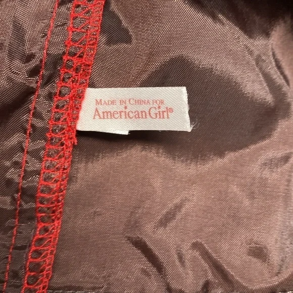 American Girl Chocolate Cherry Party Dress Gown Leopard Trim - Picture 12 of 13